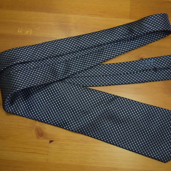 $840 New BRIONI Navy Aqua Blue Geometric Medallion Handmade Italy Silk Neck Tie - Picture 12 of 14